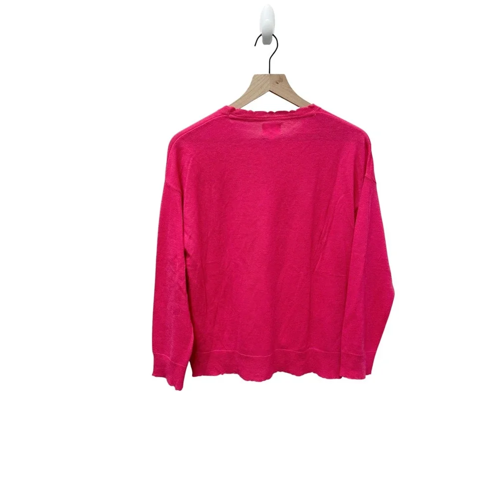 Sundry‎ Pink Wool Cashmere Heart Scallop Trim Sweater Size 1 Small